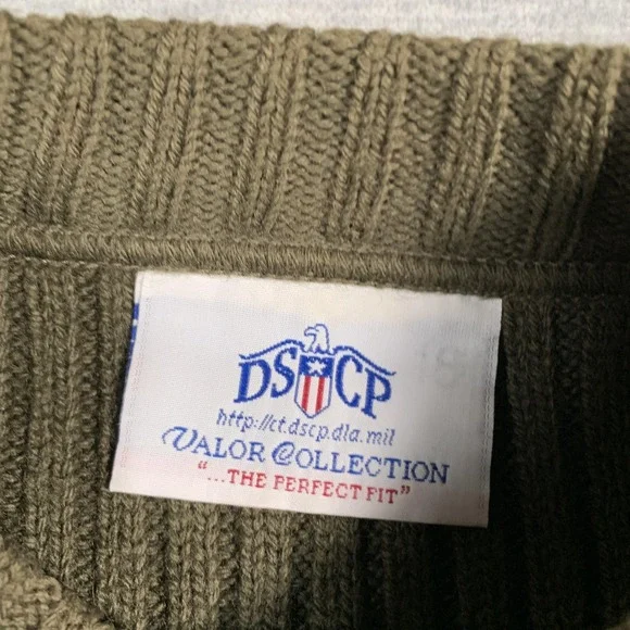 DSCP Valor Collection Sweater Mens 40 Olive‎ Green Wool Military Pullover Patch - Picture 8 of 11